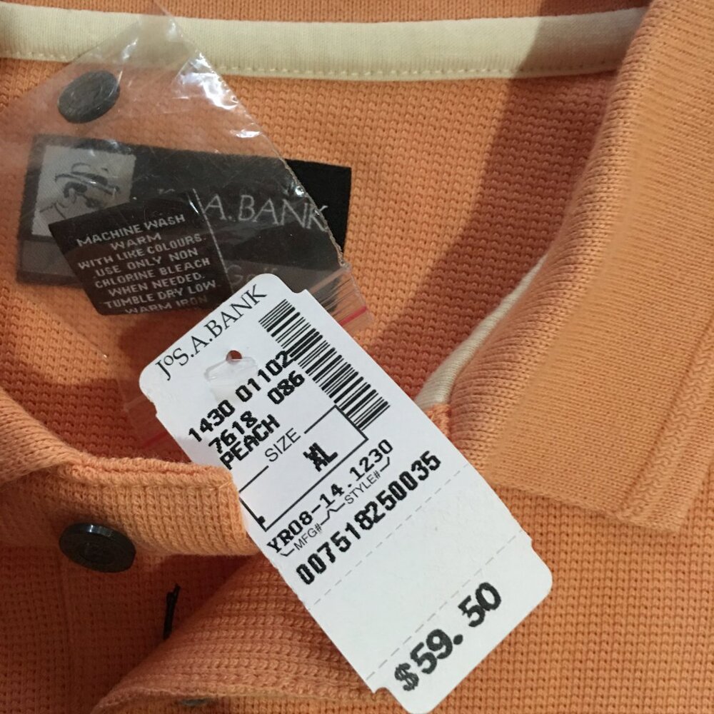 Jos A Bank Leadbetter Golf Polo Shirt Mens XL Orange NWT $59.5 - Picture 4 of 7